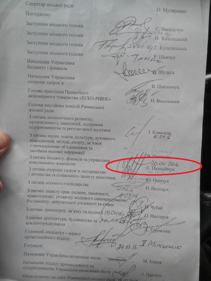 проект рішення, підписаний головою бюджетної комісії