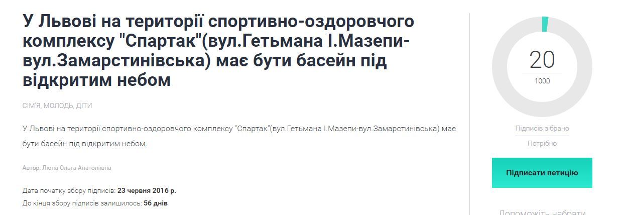 У Львові хочуть відкрити басейн під відкритим небом
