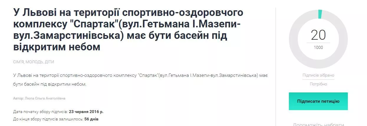У Львові хочуть відкрити басейн під відкритим небом