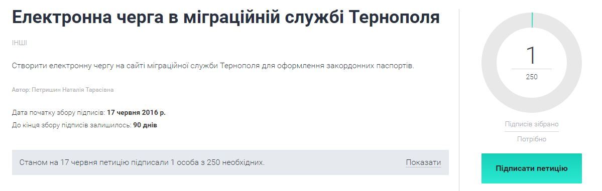 У Тернополі для оформлення закордонних паспортів пропонують створити електронну чергу
