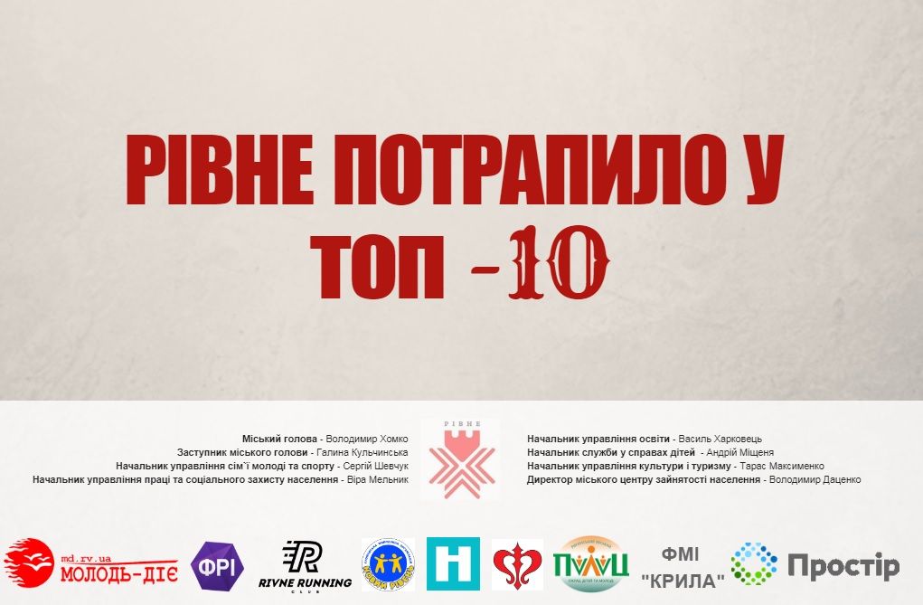 Рівне увійшло в десятку міст на всеукраїнському конкурсі