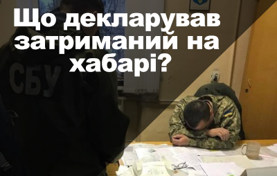 Що вказав в декларації затриманий на хабарі заступник військового комісара?